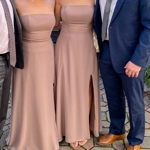 Strapless mocha floor length dress - worn once